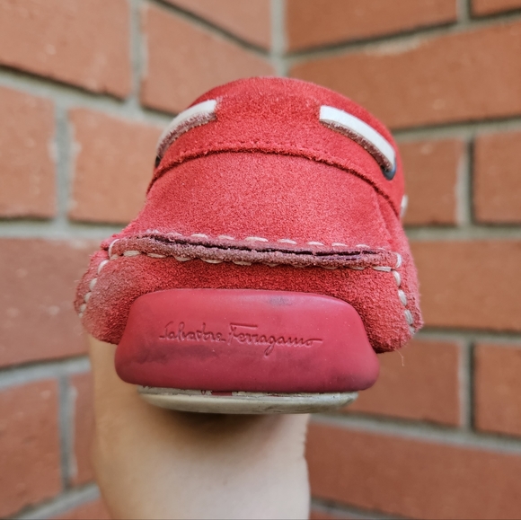 Salvatore Ferragamo Men's Loafers Suede  Manila Bow Red - Picture 8 of 10